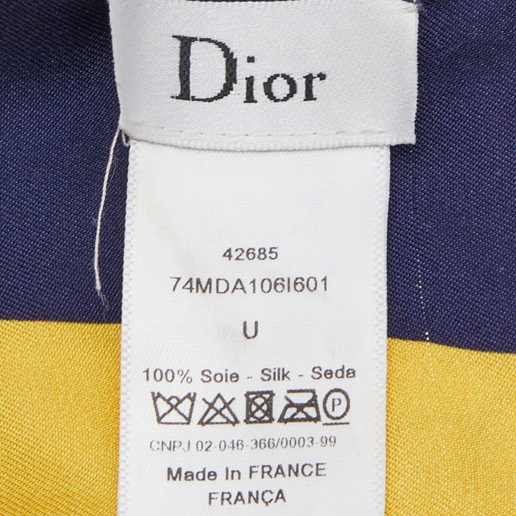 Pre Owned Dior Yellow Printed Silk Bandeau Scarf