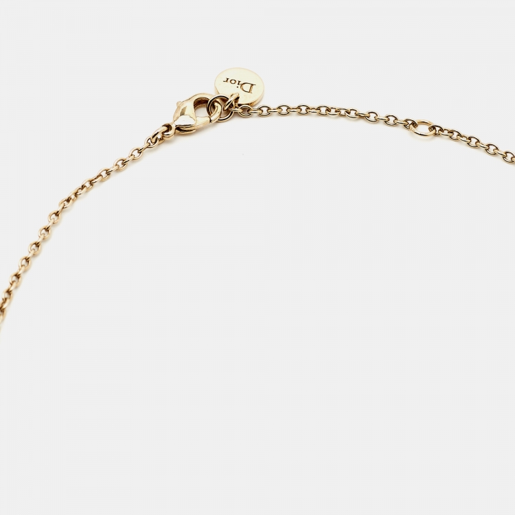 Pre Owned Dior Clair D Lune Crystals Gold Tone Necklace