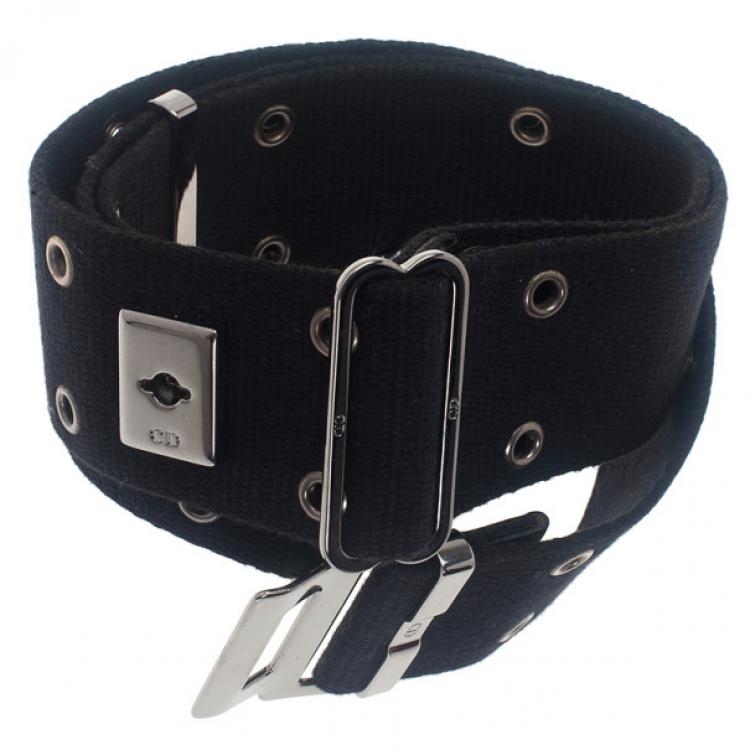 مملوكة مسبقًا Dior Black Canvas Clasp Belt 70CM