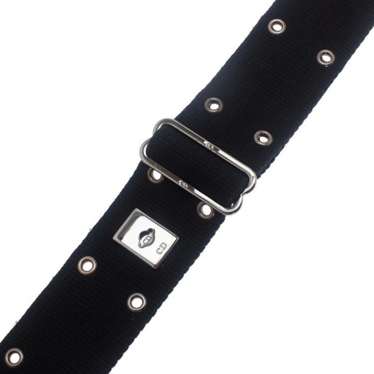 مملوكة مسبقًا Dior Black Canvas Clasp Belt 70CM
