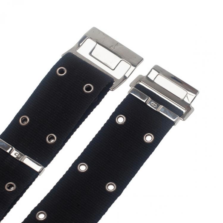 مملوكة مسبقًا Dior Black Canvas Clasp Belt 70CM
