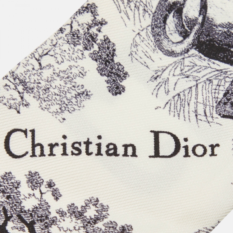 Pre Owned Dior White/Navy Blue Toile De Jouy Silk Bandeau Scarf