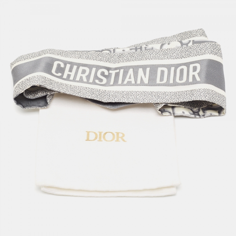 Pre Owned Dior Green Oblique Mitzah Silk Bandeau Scarf