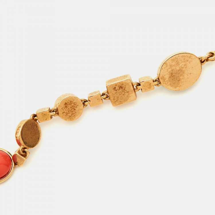 Pre Owned Dior Crystals Composite Gold Tone Necklace