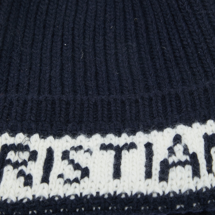 Pre Owned Dior Navy Blue Logo Wool & Cashmere Knit Beanie