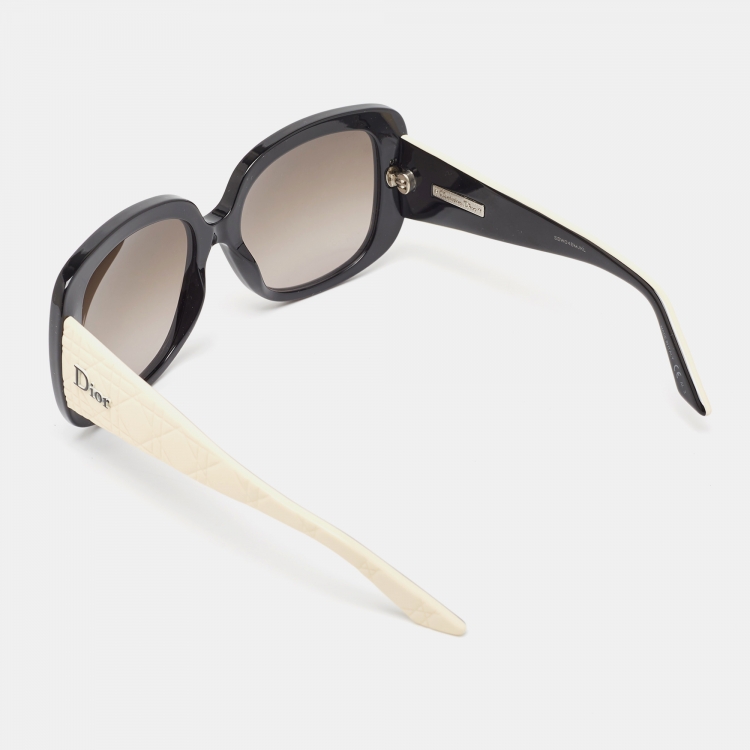 Pre Owned Dior Black/White Gradient Cannage Lady Lady 1 Oversized Sunglasses