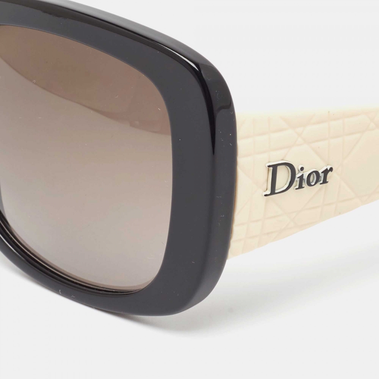 Pre Owned Dior Black/White Gradient Cannage Lady Lady 1 Oversized Sunglasses