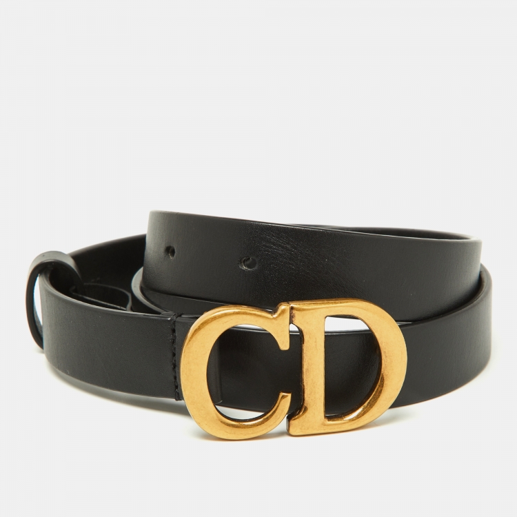 Dior Black Leather CD Logo Buckle Belt 70 CM Dior | TLC US