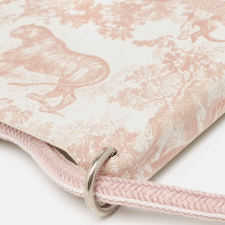 Pre Owned Dior Brown/Pink Toile de Jouy Print Leather iPhone 14 Pro Cord Case