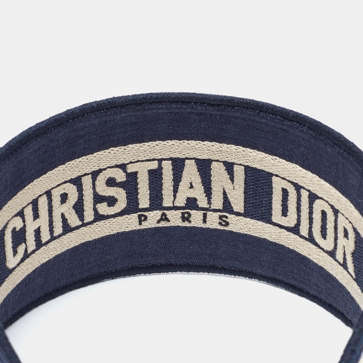 Pre Owned Dior Navy Blue Oblique Embroidered Headband 