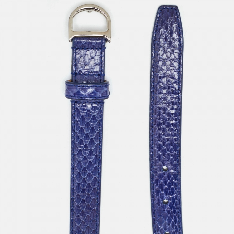 Pre Owned Dior Blue Python Waist Tiny Belt 85CM