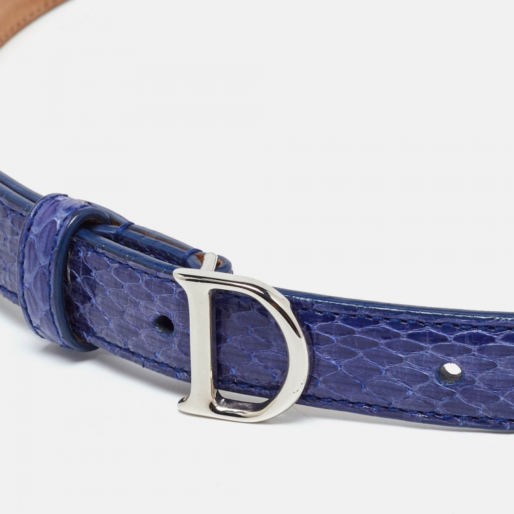 Pre Owned Dior Blue Python Waist Tiny Belt 85CM