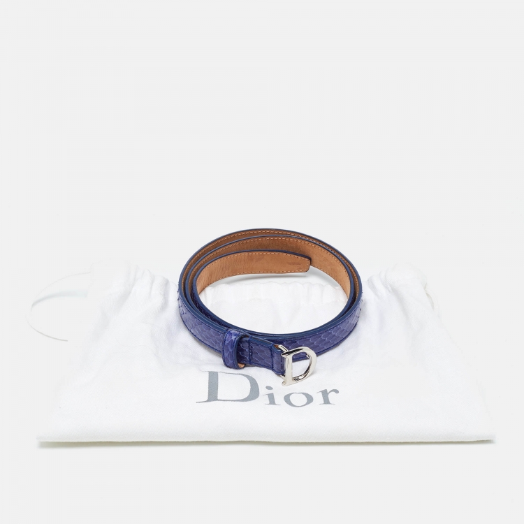 Pre Owned Dior Blue Python Waist Tiny Belt 85CM