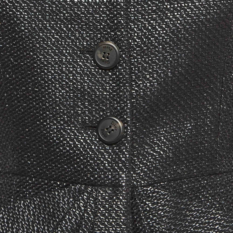 Pre Owned Christian Dior Black Textured Cotton Blend Bar Jacket S