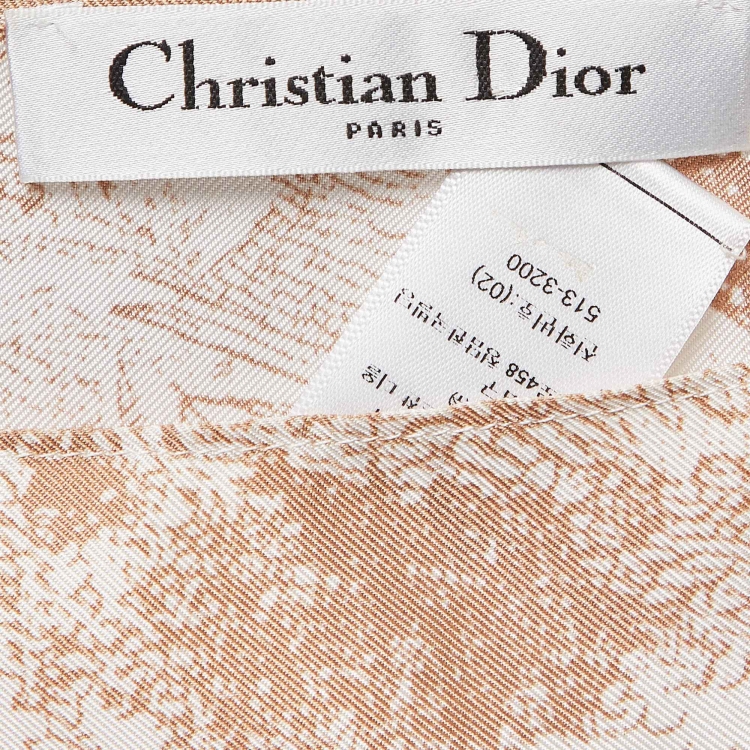 Pre Owned Dior Beige Printed Silk Poncho 