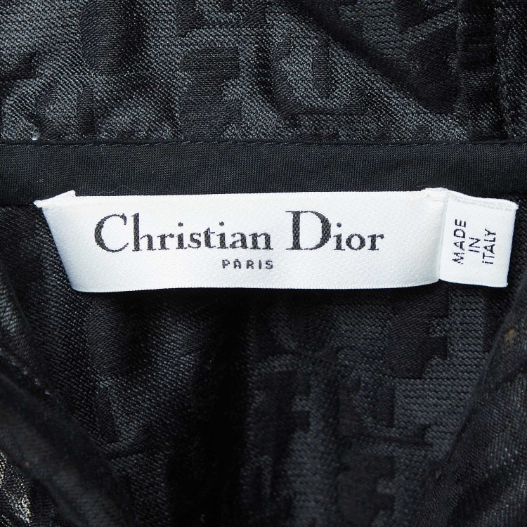 Pre Owned Dior Black Monogram Patterned Cotton Blend Hooded Mini Dress S
