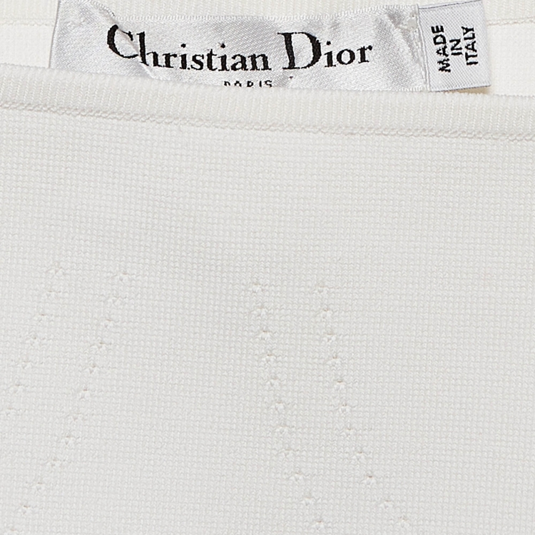 Pre Owned Christian Dior Black Logo Band Detail Knit Bralette Top L