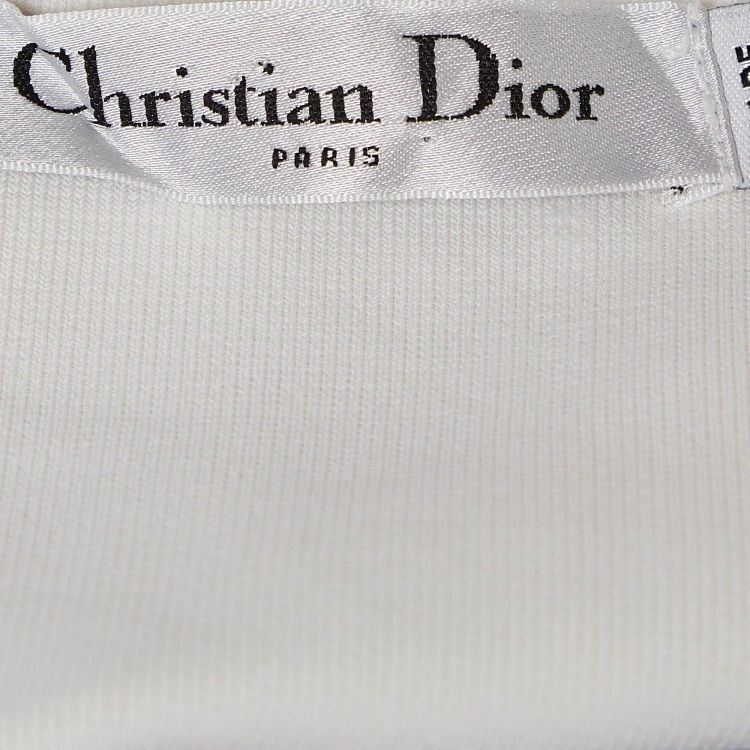 Pre Owned Christian Dior Black Logo Band Detail Knit Bralette Top L