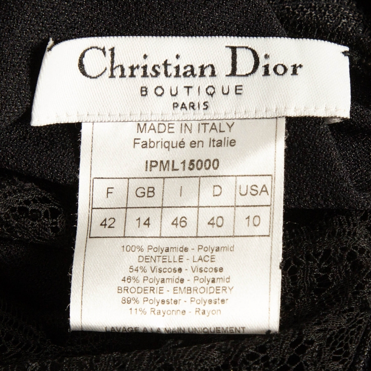 Pre Owned Christian Dior Boutique Black Stretch Knit Lace Detail Camisole L