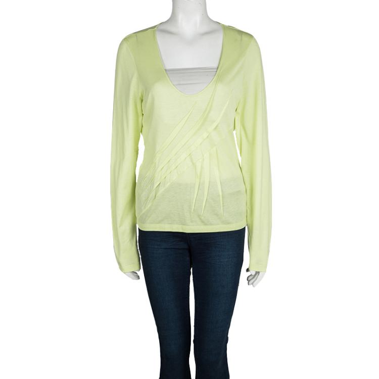 Pre Owned Dior Yellow Cotton Long Sleeve T-Shirt XL