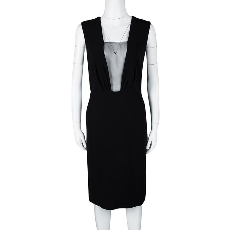 مملوكة مسبقًا Dior Black Sheer Panel Detail Sleeveless Dress S
