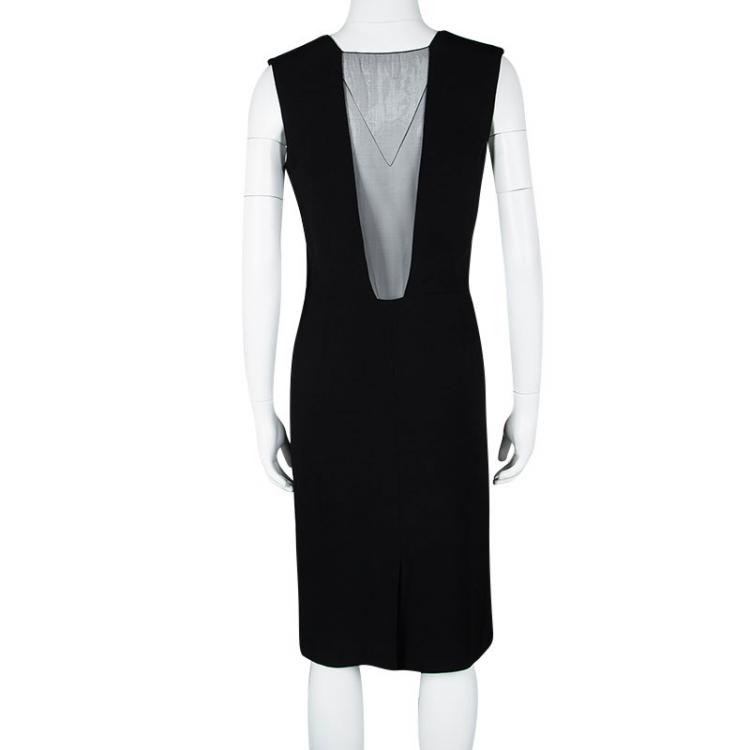 مملوكة مسبقًا Dior Black Sheer Panel Detail Sleeveless Dress S