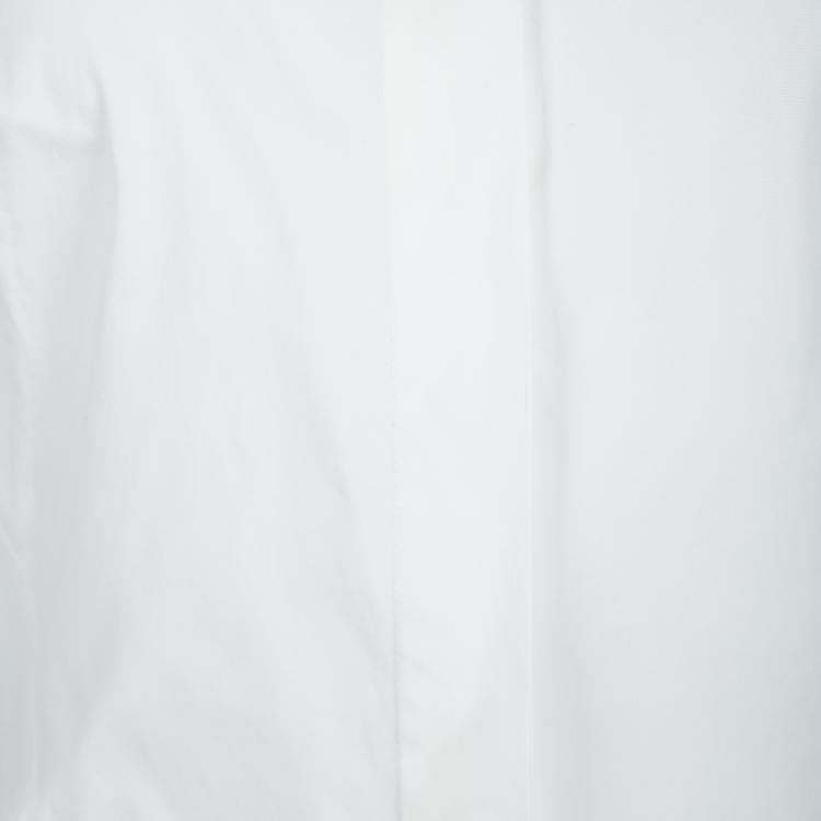 Pre Owned Dior White Sequined Collar Contrast Cuff Detail Long Sleeve Shirt S