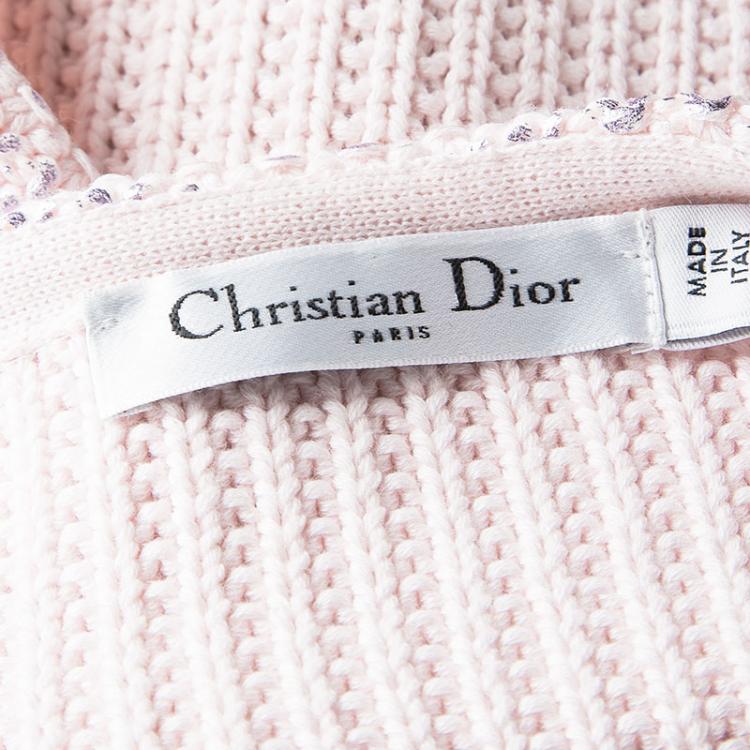 Pre Owned Dior Metallic Pink Foil Printed Knit Bustier Top S