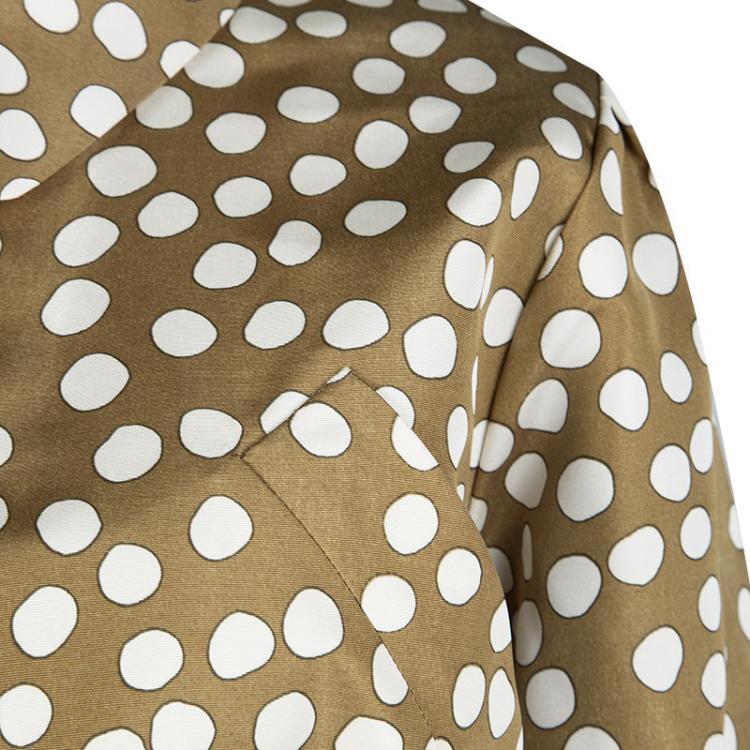 Pre Owned Dior Brown Polka Dotted Silk Calfskin Leather Belt Detail Tailored Jacket S