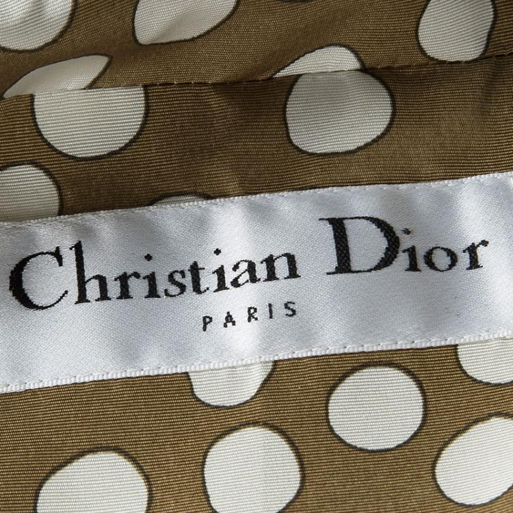 Pre Owned Dior Brown Polka Dotted Silk Calfskin Leather Belt Detail Tailored Jacket S