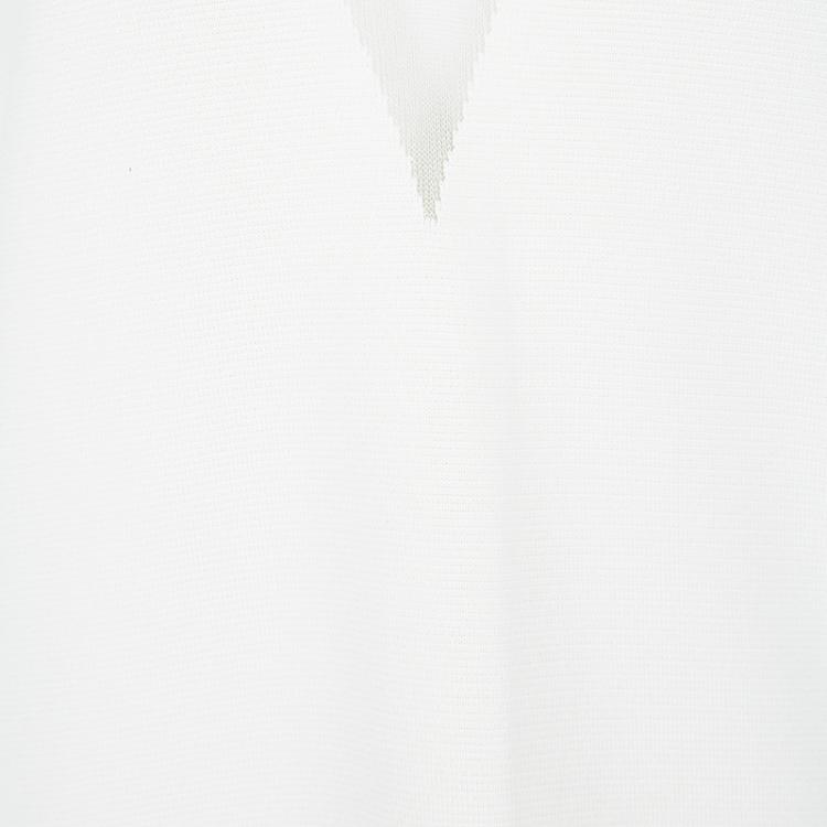 Pre Owned Dior White Knit Mesh Detail Short Sleeve Dress S