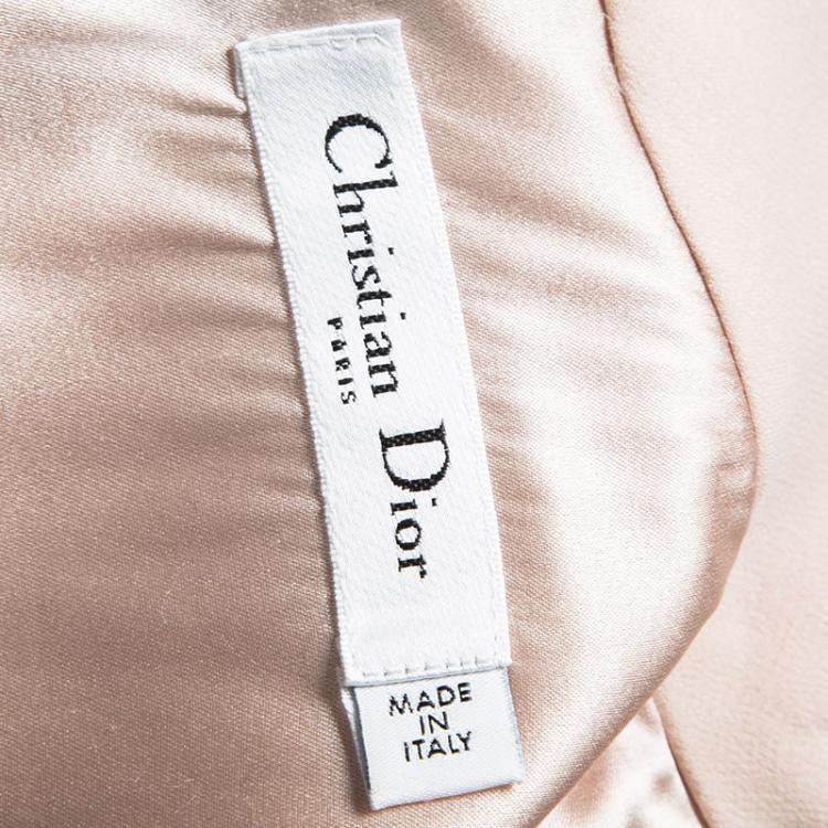 Pre Owned Dior Pale Pink Silk Belted Long Sleeve Dress S