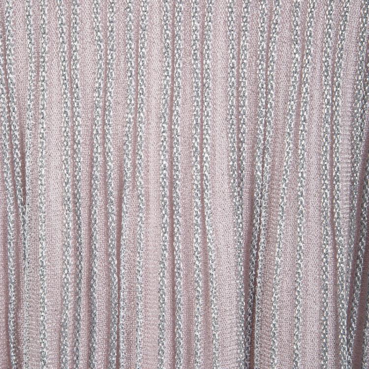 Pre Owned Dior Metallic Blush Pink Lurex Knit Sleeveless A-Line Dress S