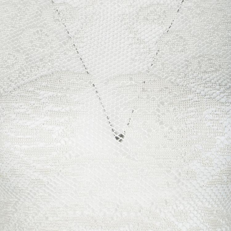 Pre Owned Dior Cream Embroidered Mesh Long Sleeve Sheer Top S
