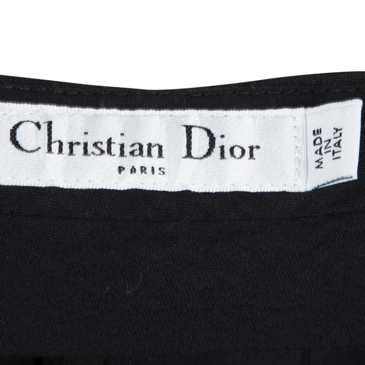 Pre Owned Dior Black Wool Tapered High Waist Trousers M