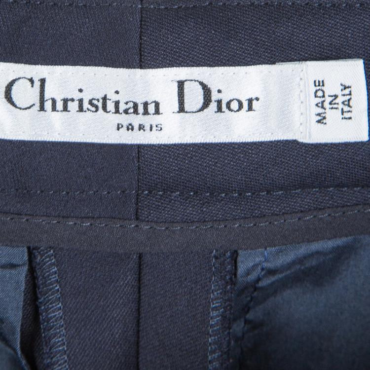 Pre Owned Dior Navy Blue Wool Tailored Trousers S