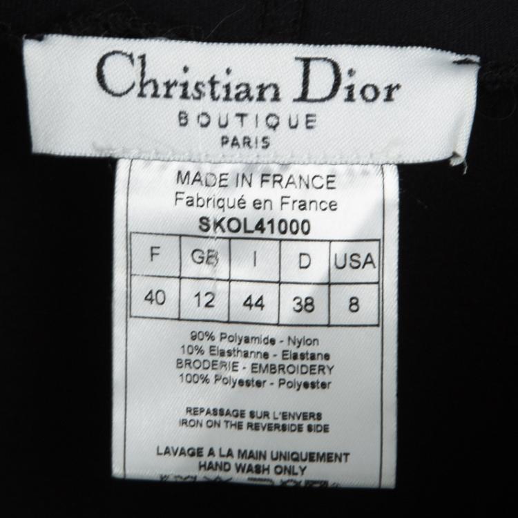 Pre Owned Dior Black Embroidered Hooded Wrap Long Jacket M