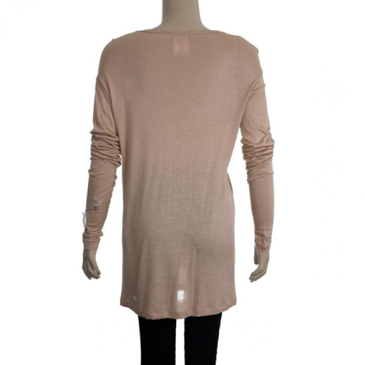 Pre Owned Dior Peach Sequin Embellished Top S