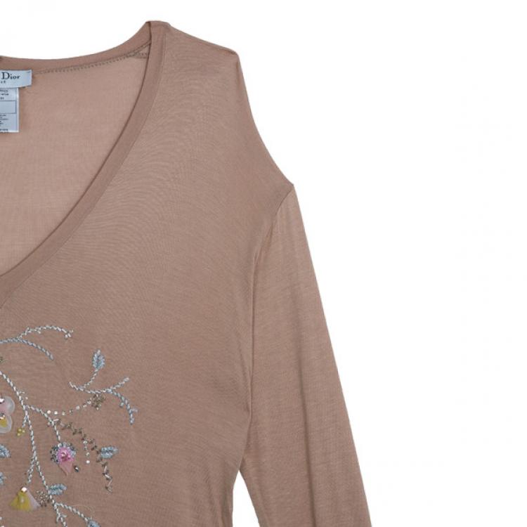 Pre Owned Dior Peach Sequin Embellished Top S