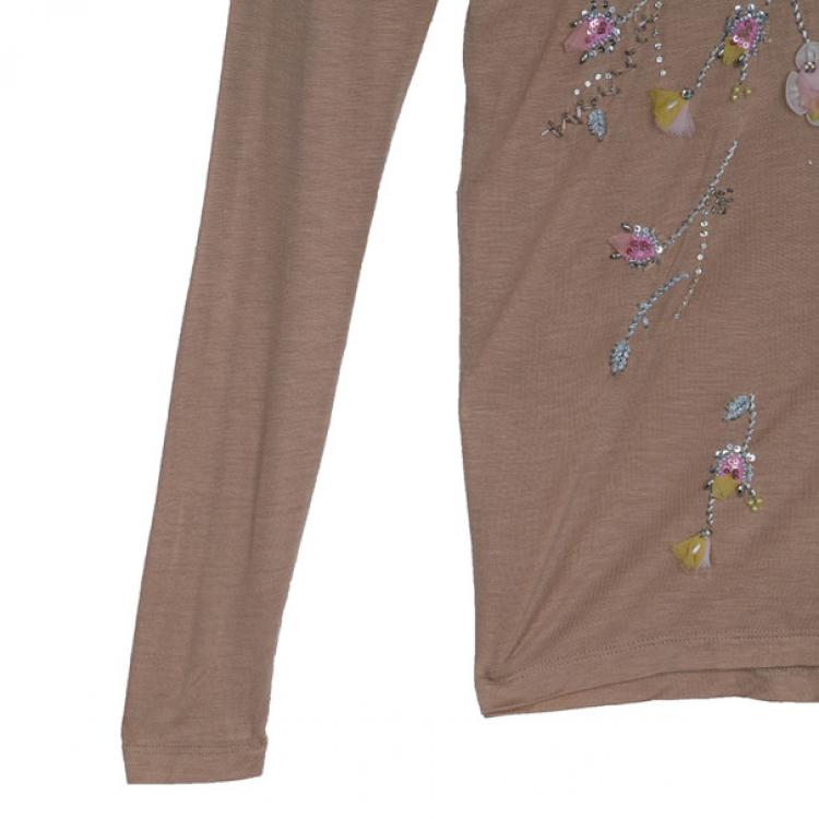 Pre Owned Dior Peach Sequin Embellished Top S