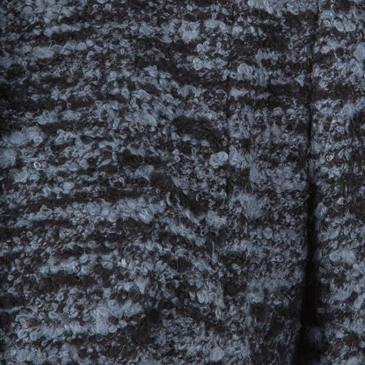 Pre Owned Dior Blue and Black Textured Coat Dress M