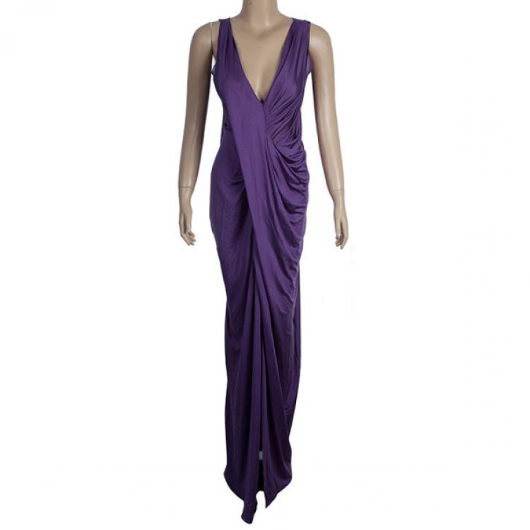 Pre Owned Dior Purple Draped Dress M