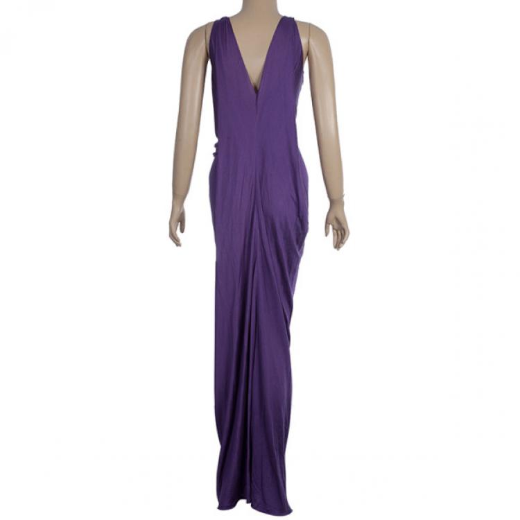 Pre Owned Dior Purple Draped Dress M
