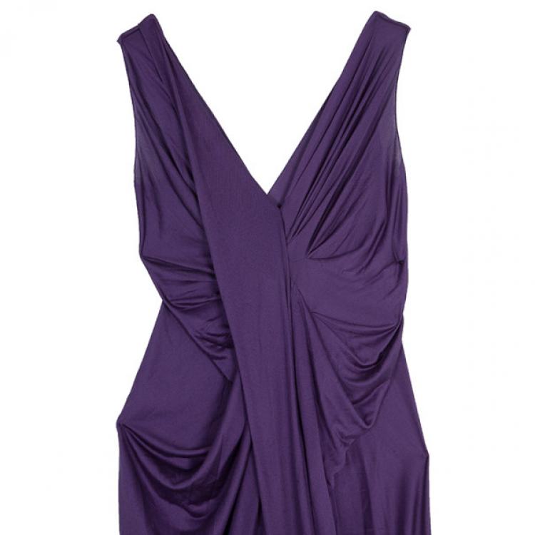 Pre Owned Dior Purple Draped Dress M
