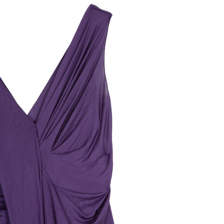 Pre Owned Dior Purple Draped Dress M