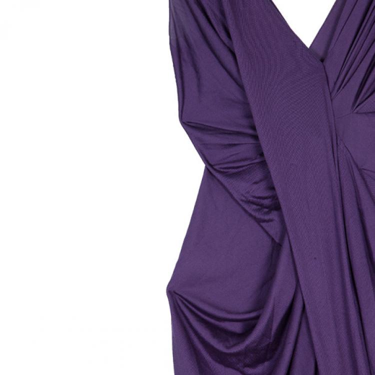 Pre Owned Dior Purple Draped Dress M