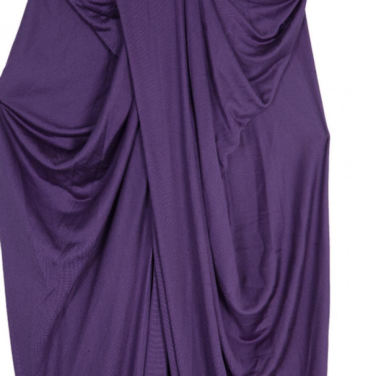Pre Owned Dior Purple Draped Dress M