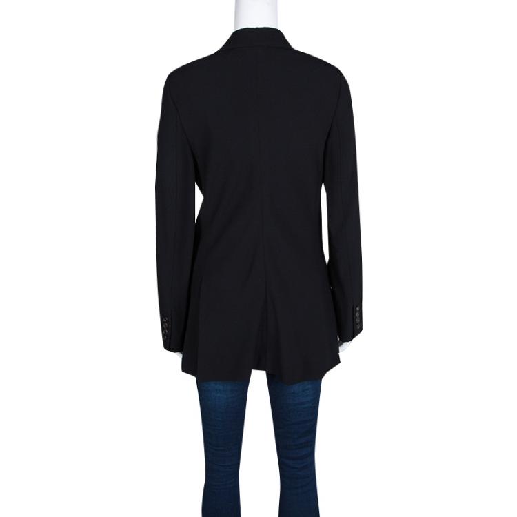 Pre Owned Dior Black Silk Lapel Detail Tailored Blazer S