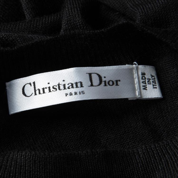 Pre Owned Dior Black Sequined Panel Detail Cashmere Sweater M