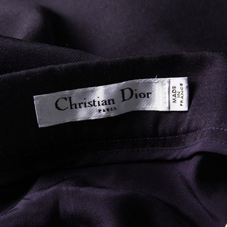 مملوكة مسبقًا Dior Indigo Draped Wool Asymmetric Midi Skirt L